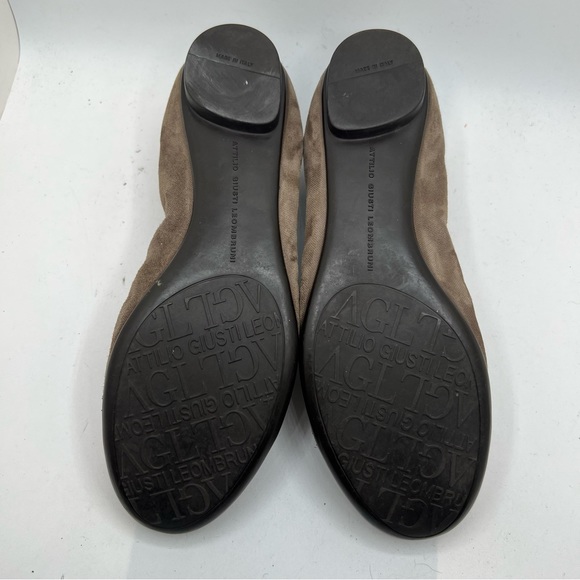 AGL Sz 37.5 Cap Toe Ballet Flats Snake Embossed Brown Suede US 7.5 - Picture 6 of 8